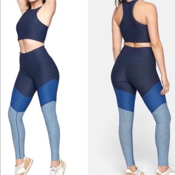 OUTDOOR VOICES 7/8 Blue Colorblock Leggings - Picture 1 of 4